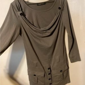 Women’s Miss Cauch Cotton Long Sleeve Dress Army Green Size Small/Medium